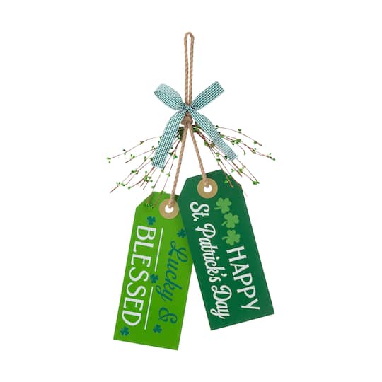 Glitzhome® 24" St. Patrick's Wooden Doorknob Hanging Décor